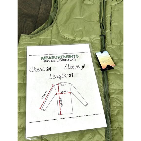 New Ocean & Coast Olive Tree Puffer Vest XL Lightweight Nylon Zip Front NWT - Picture 9 of 10